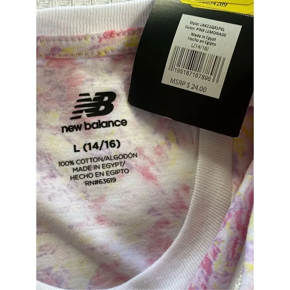 NEW BALANCE GIRLS XLARGE TSHIRT IN PINK LEMONADE